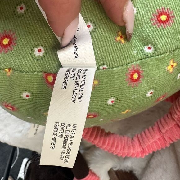 Pottery Barn Kids Set of 2 Brooke Owl Decorative Pillows Pink Green Corduroy - Picture 7 of 13